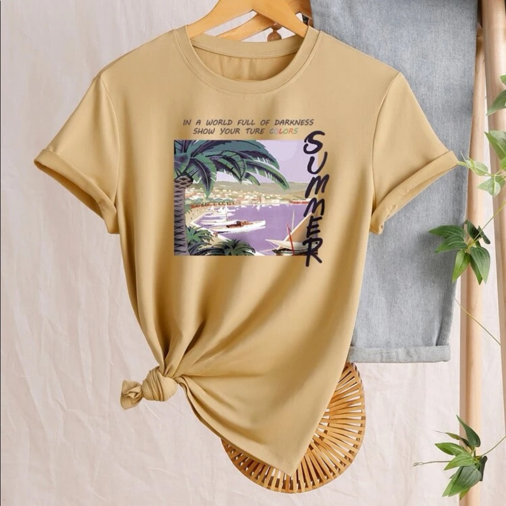 SHEIN | Coconut Tree & Slogan Graphic Tee